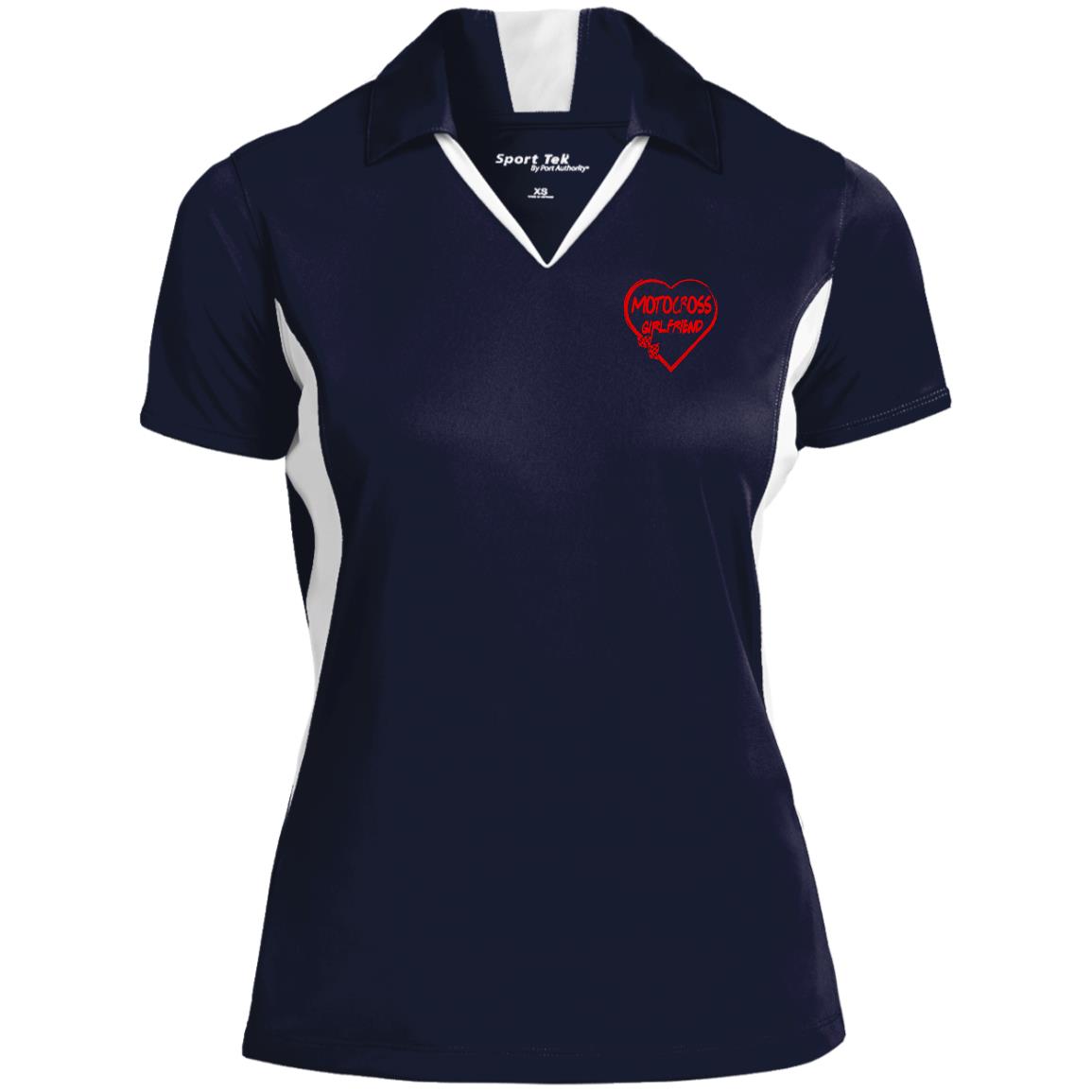 Motocross Girlfriend Heart Ladies' Colorblock Performance Polo