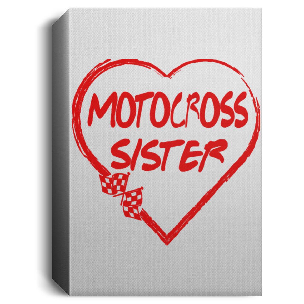 Motocross Sister Heart Deluxe Portrait Canvas 1.5in Frame