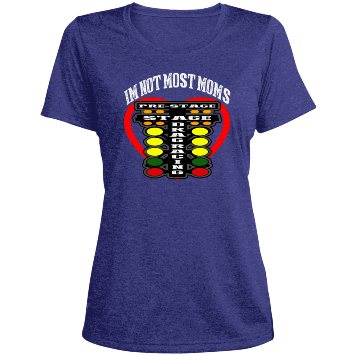 I'm Not Most Moms Drag Racing Ladies' Heather Scoop Neck Performance Tee