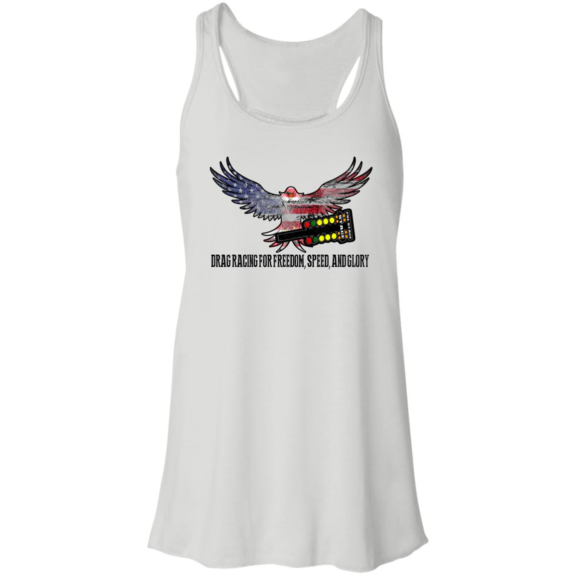 Drag Racing for Freedom, Speed, and Glory Flowy Racerback Tank