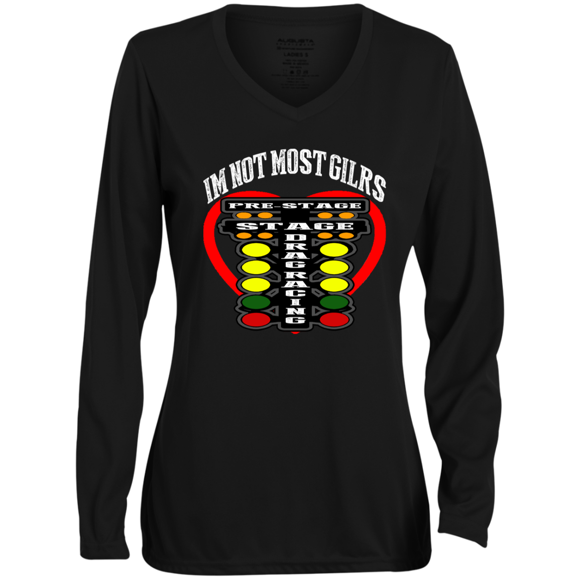 I'm Not Most Girls Drag Racing Ladies' Moisture-Wicking Long Sleeve V-Neck Tee
