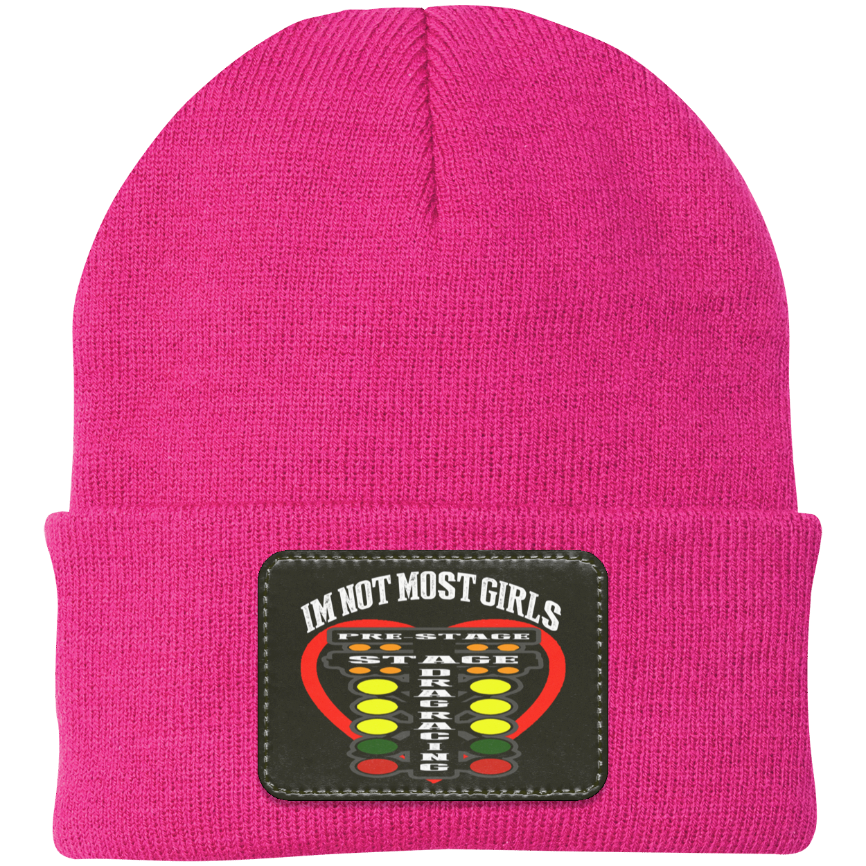 I'm Not Most Girls Drag Racing Knit Cap - Patch