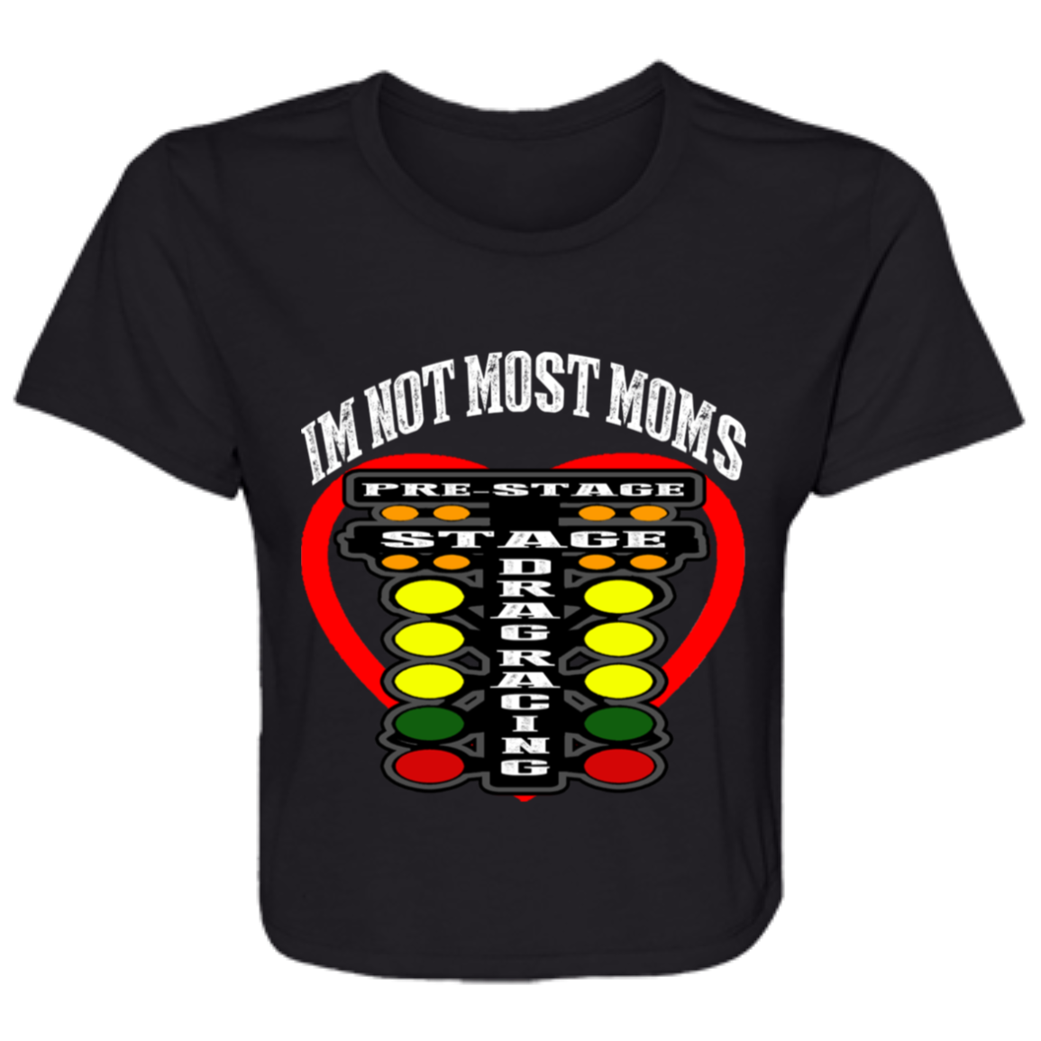 I'm Not Most Moms Drag Racing Ladies' Flowy Cropped Tee