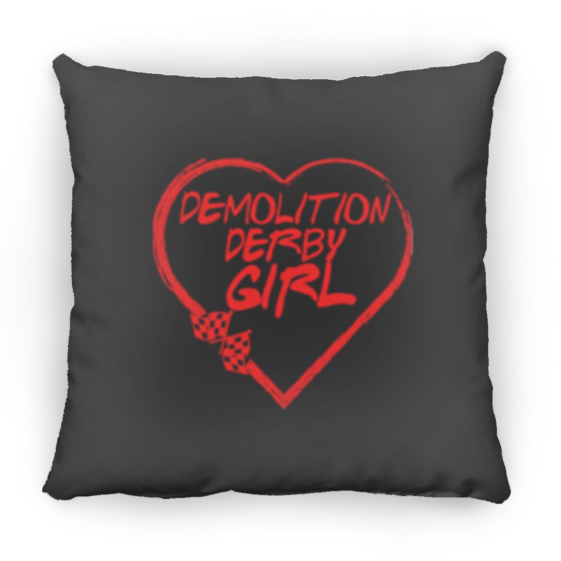 Demolition Derby Girl Heart Large Square Pillow