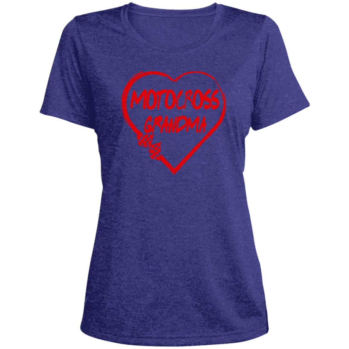 Motocross Grandma Heart Ladies' Heather Scoop Neck Performance Tee