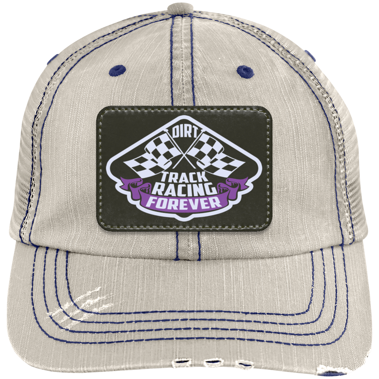 Dir Track Racing Forever Distressed Unstructured Trucker Cap V2