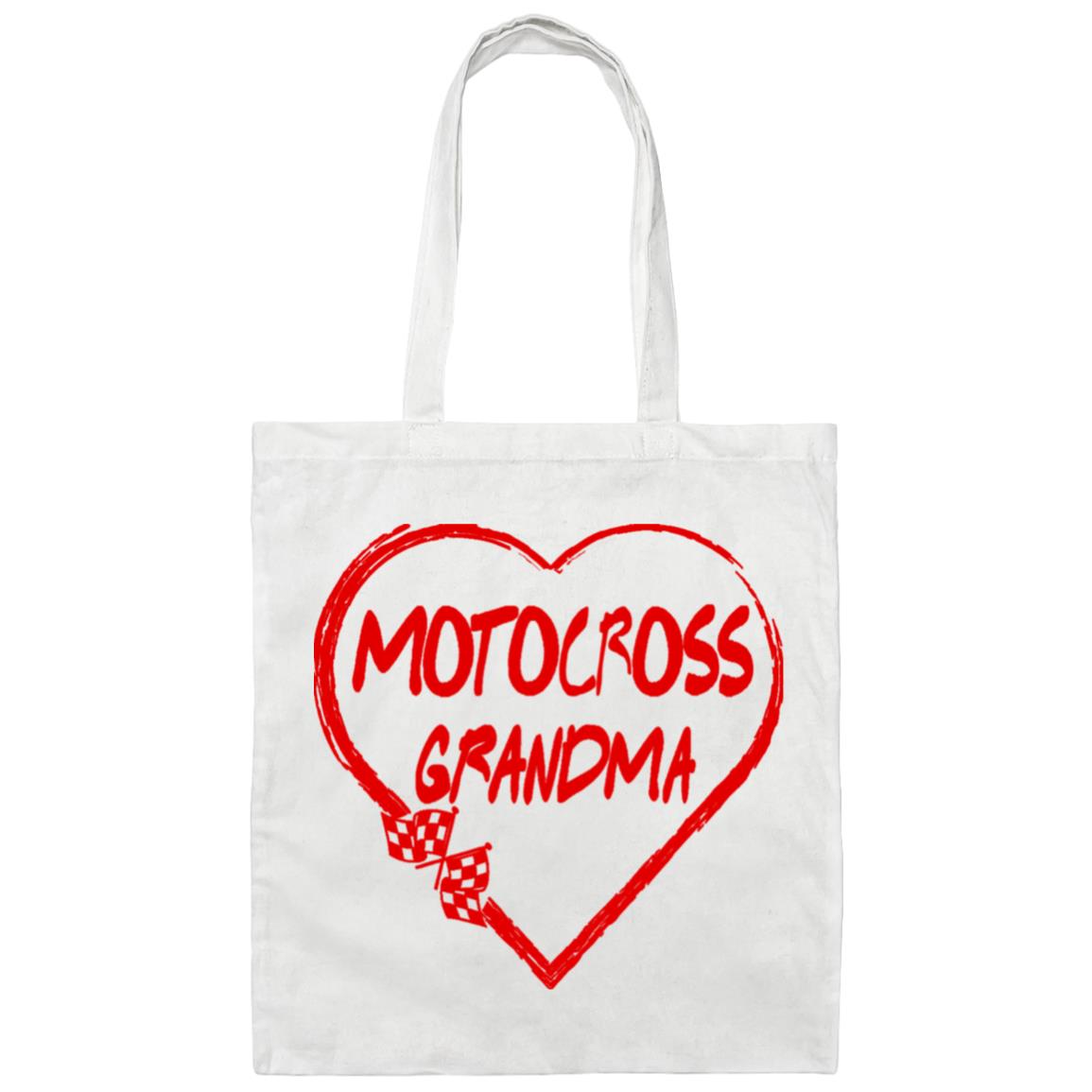 Motocross Grandma Heart Canvas Tote Bag