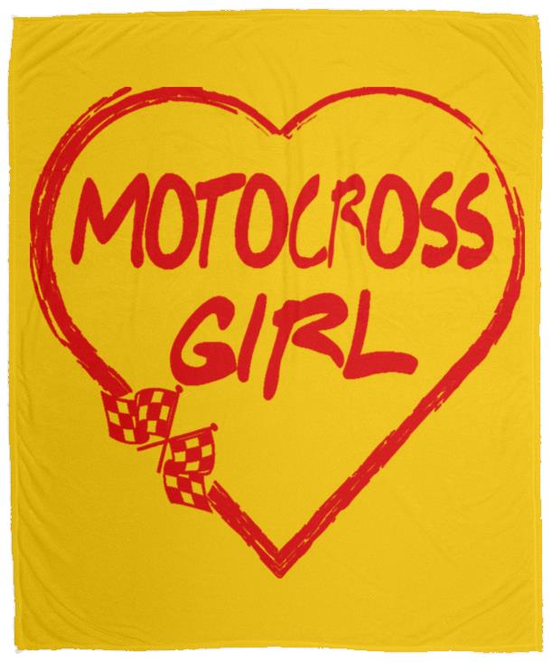 Motocross Girl Heart Cozy Plush Fleece Blanket - 50x60