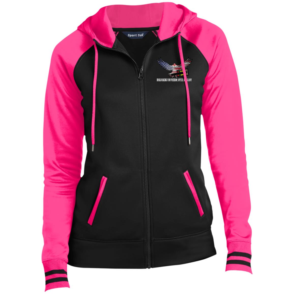 Drag Racing for Freedom, Speed, and Glory Ladies' Sport-Wick® Full-Zip Hooded Jacket