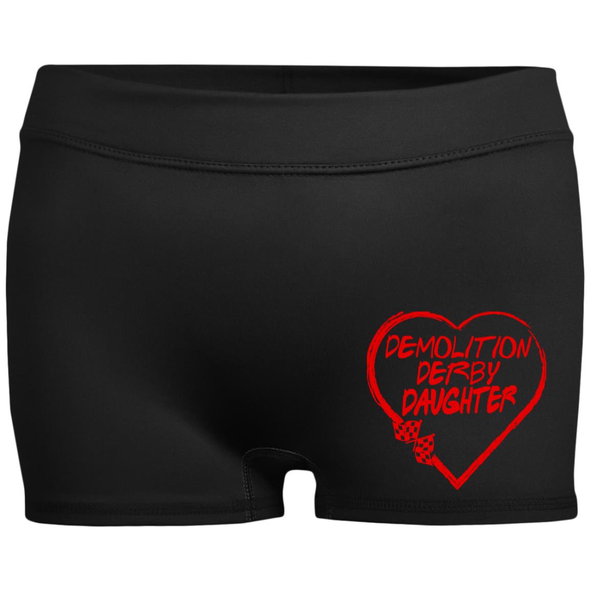 Demolition Derby Daughter Heart Ladies' Fitted Moisture-Wicking 2.5 inch Inseam Shorts