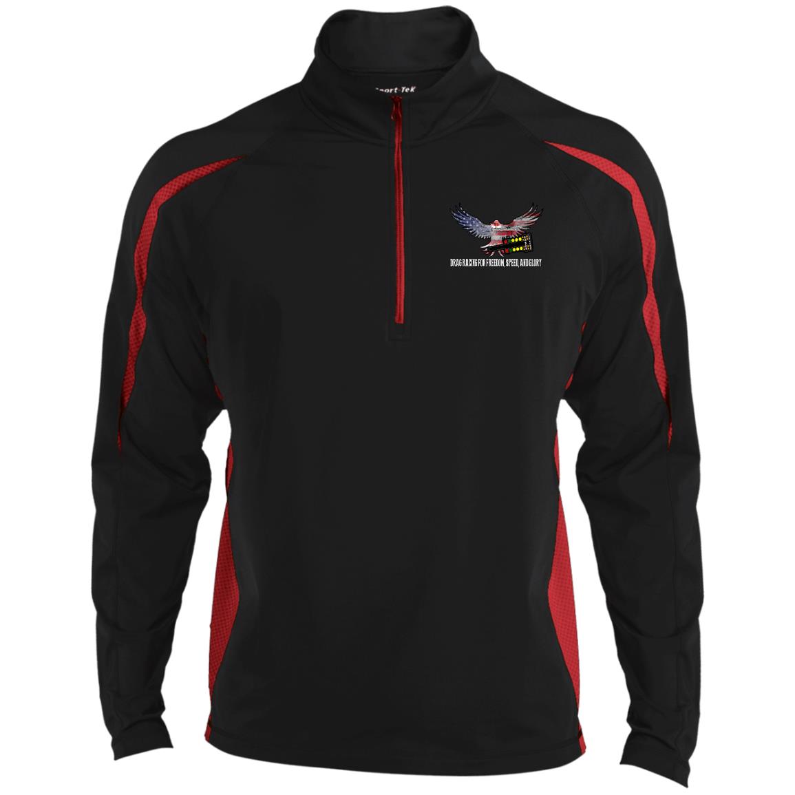 Drag Racing for Freedom, Speed, and Glory Men's Sport Wicking Colorblock 1/2 Zip