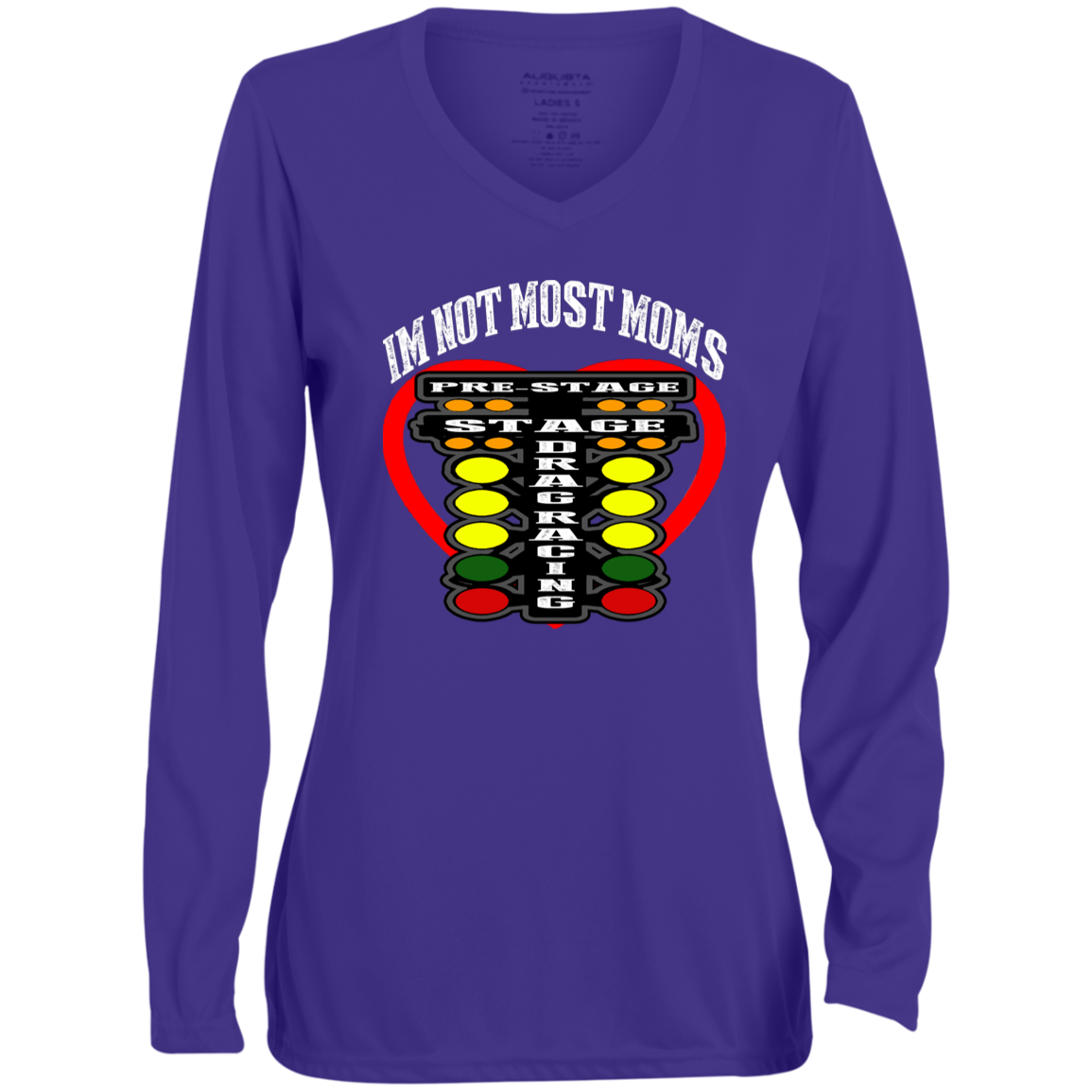 I'm Not Most Moms Drag Racing Ladies' Moisture-Wicking Long Sleeve V-Neck Tee