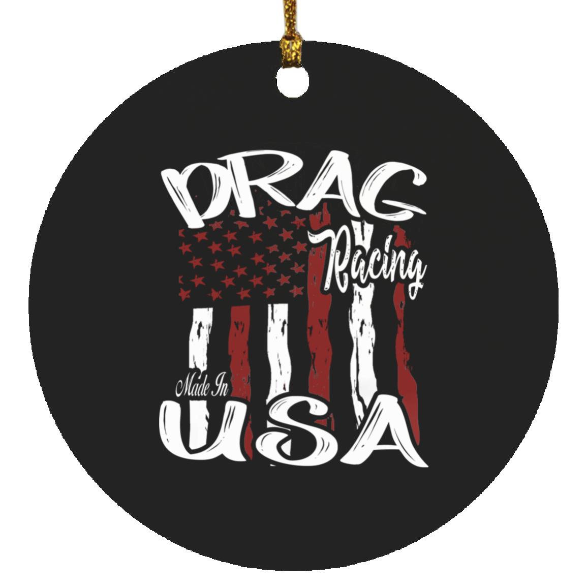 Drag Racing Made In USA Circle Ornament