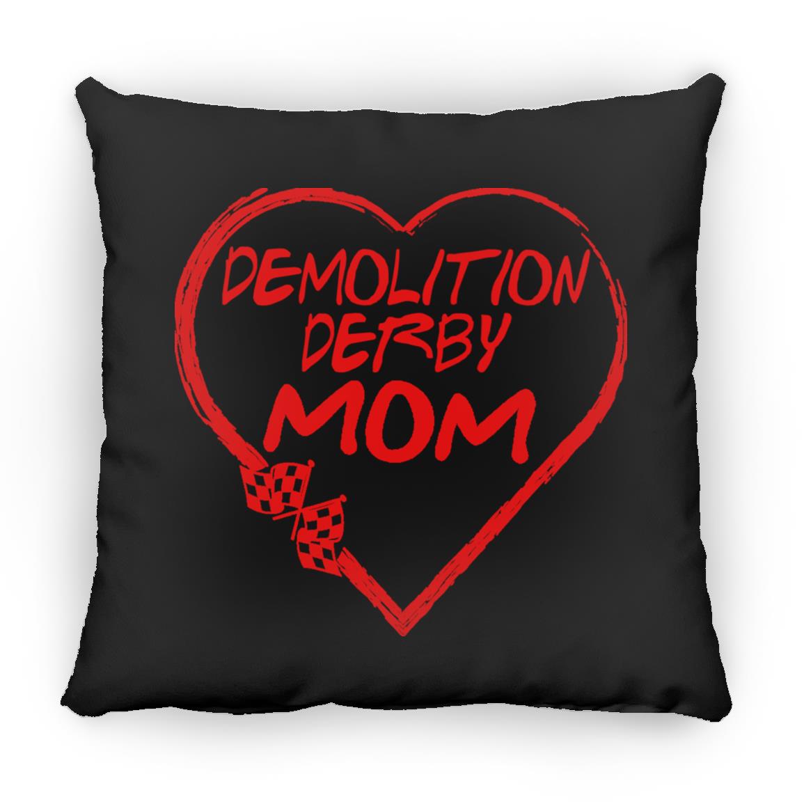 Demolition Derby Mom Heart Large Square Pillow