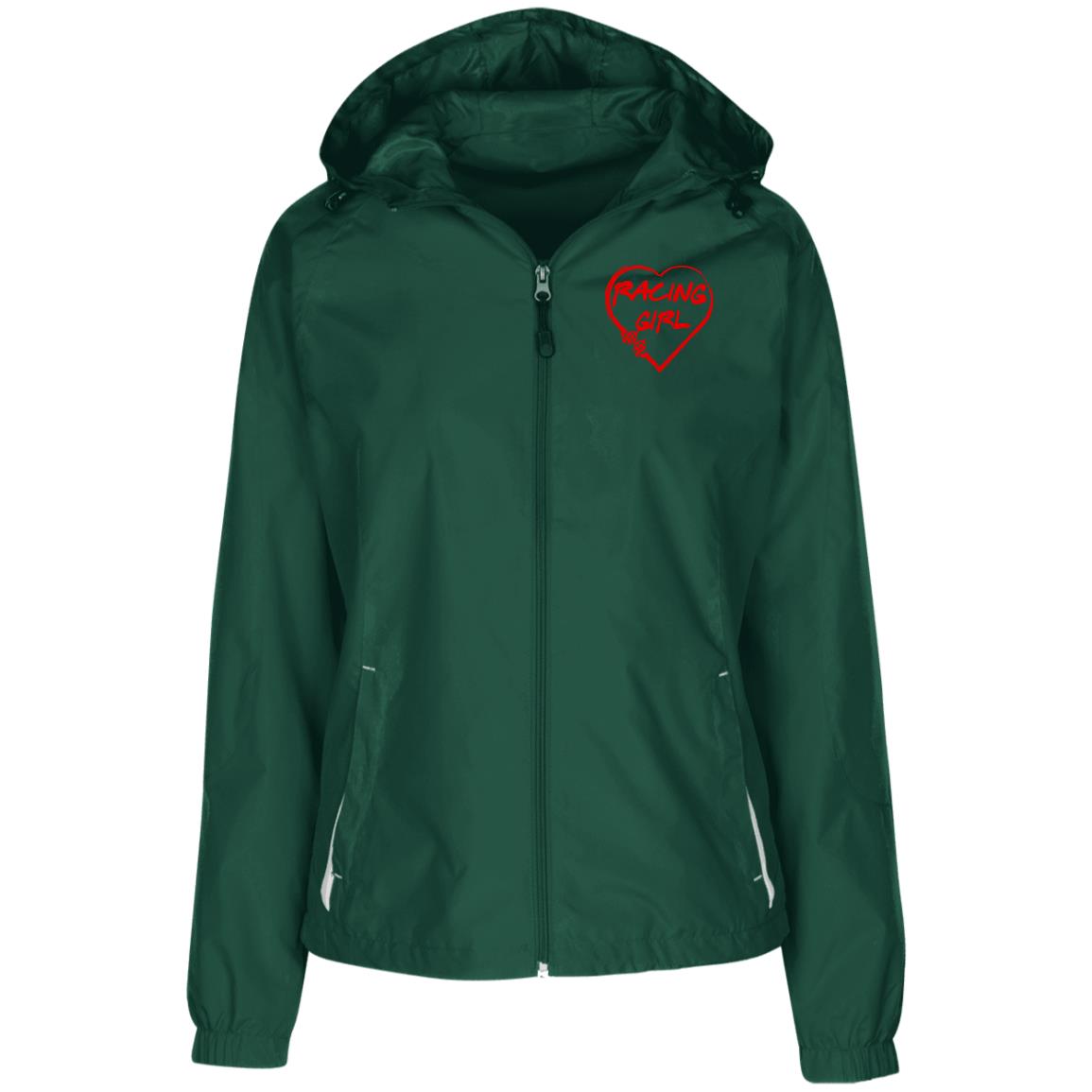 Racing Girl Heart Ladies' Jersey-Lined Hooded Windbreaker