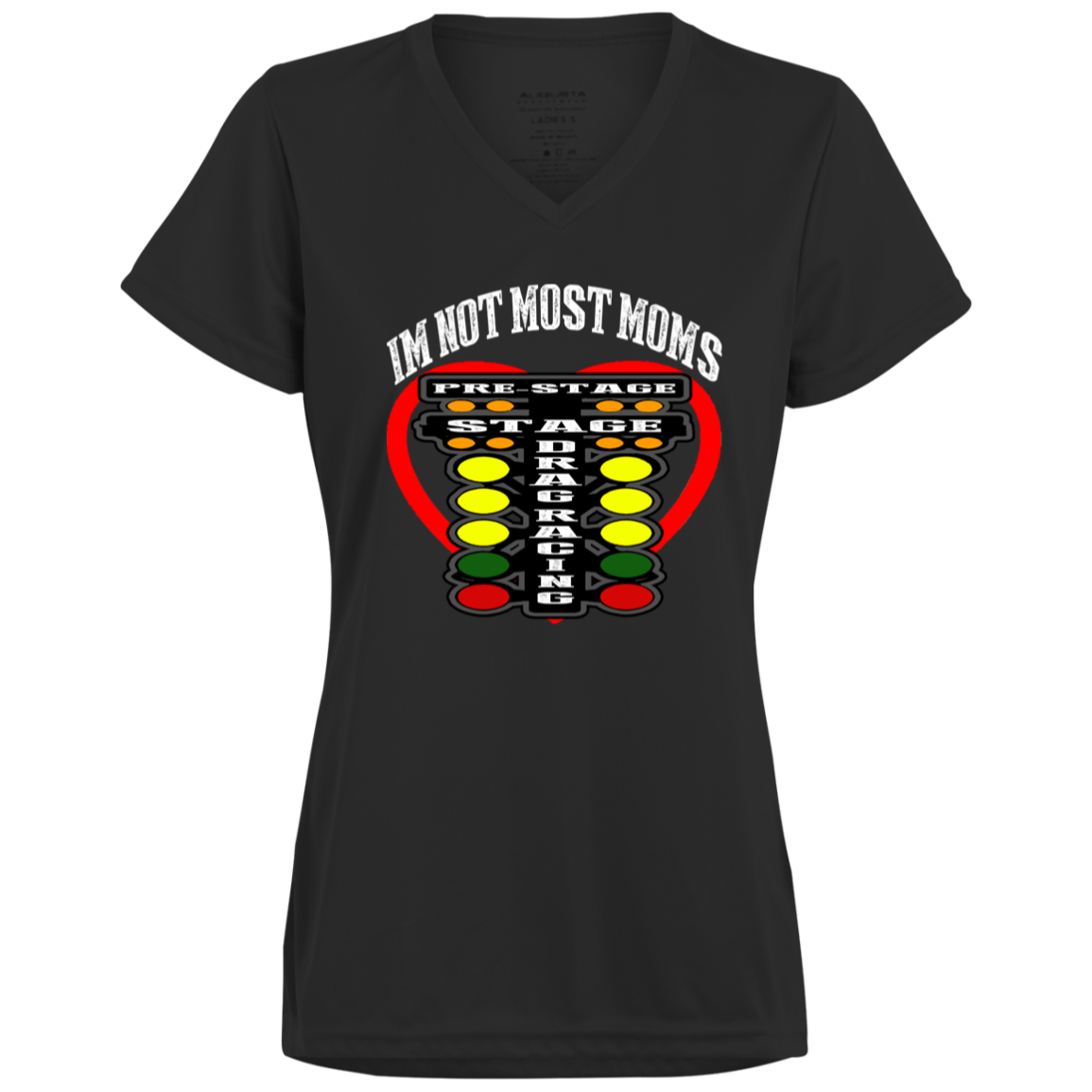 I'm Not Most Moms Drag Racing Ladies’ Moisture-Wicking V-Neck Tee