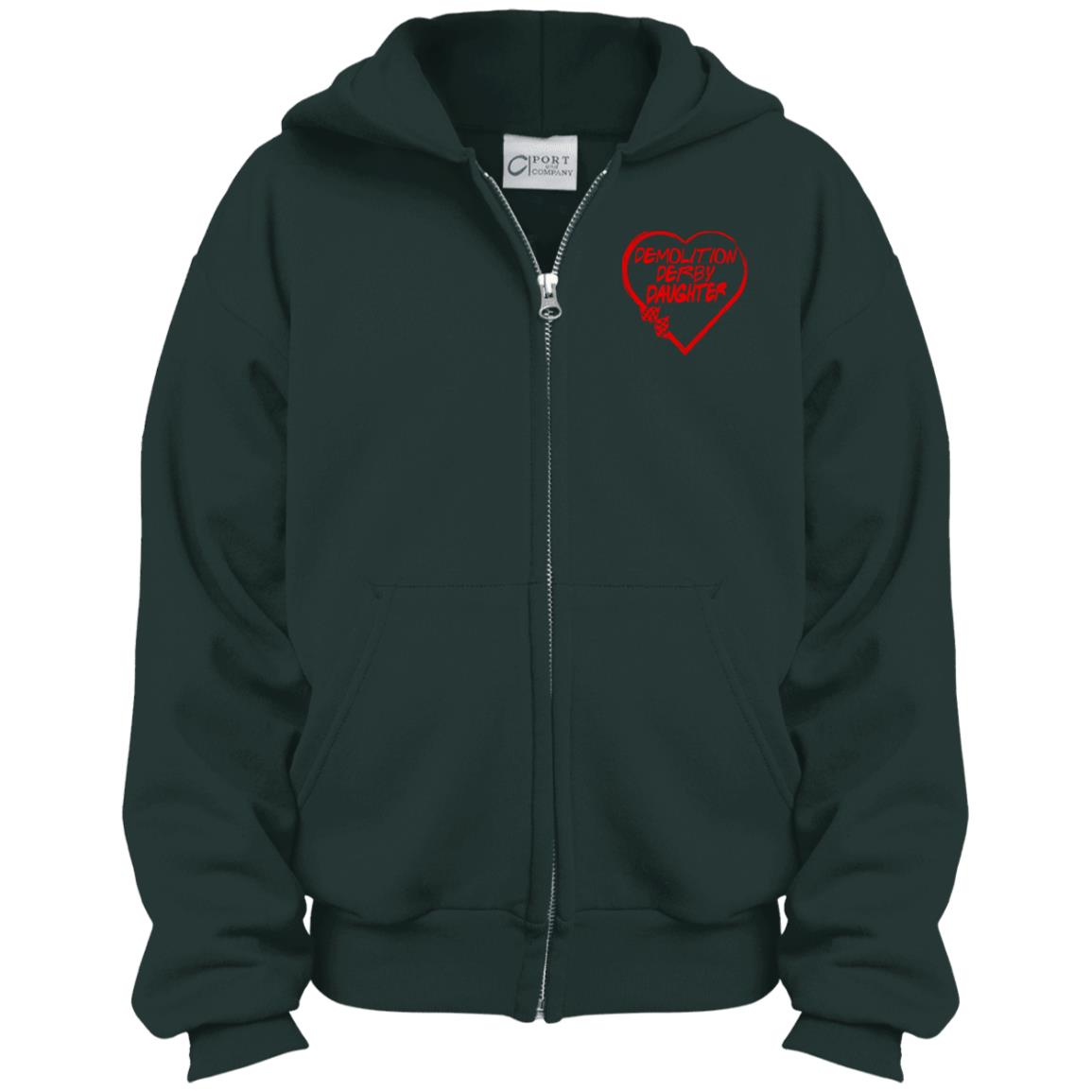 Demolition Derby Daughter Heart Youth Full Zip Hoodie