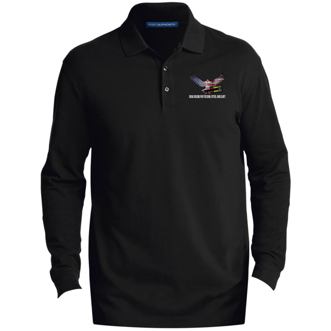 Drag Racing for Freedom, Speed, and Glory Men's EZCotton™ Long Sleeve Polo