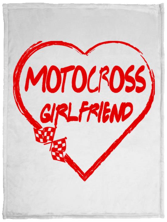 Motocross Girlfriend Heart Cozy Plush Fleece Blanket - 30x40