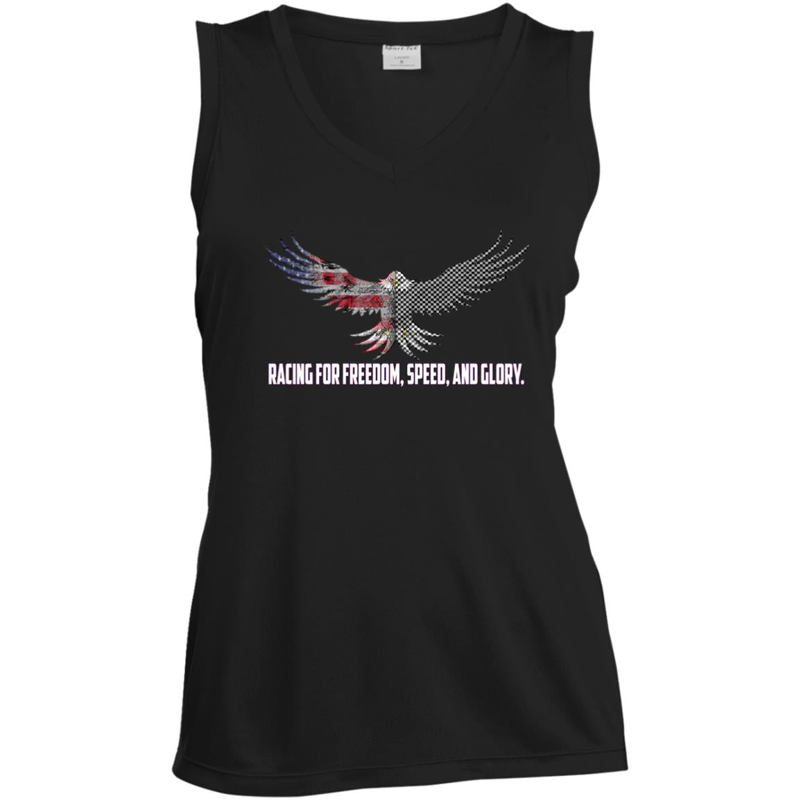 Racing For Freedom, Speed, And Glory Ladies' Sleeveless V-Neck Performance Tee