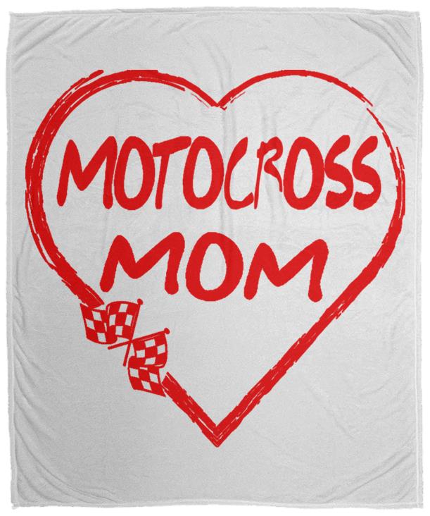 Motocross Mom Heart Cozy Plush Fleece Blanket - 50x60