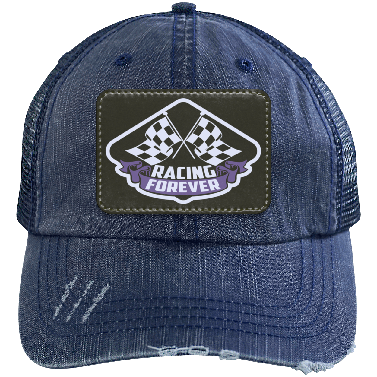 Racing Forever Distressed Unstructured Trucker Cap V5
