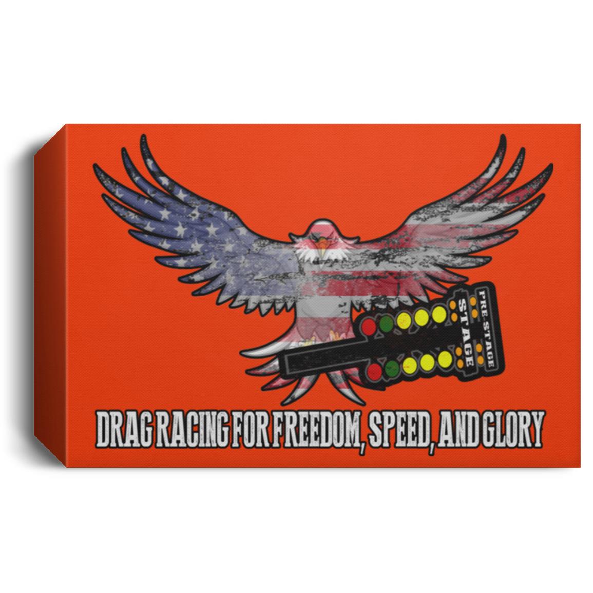 Drag Racing for Freedom, Speed, and Glory Deluxe Landscape Canvas