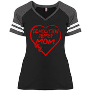 Demolition Derby Mom Heart Ladies' Game V-Neck T-Shirt