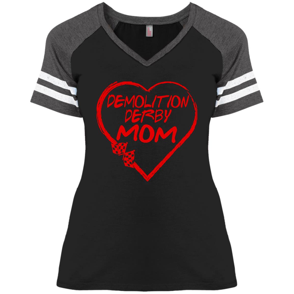 Demolition Derby Mom Heart Ladies' Game V-Neck T-Shirt