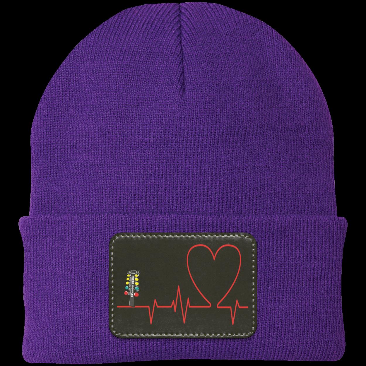 Drag Racing Heartbeat Patched Knit Cap