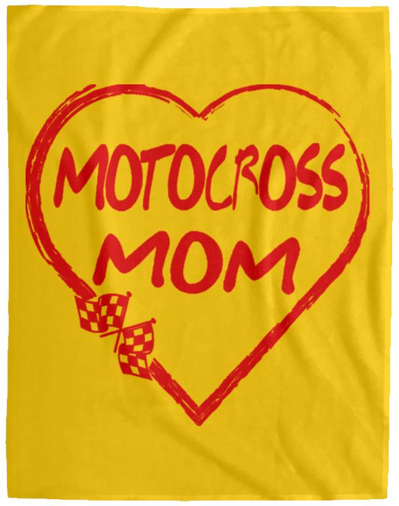 Motocross Mom Heart Cozy Plush Fleece Blanket - 60x80