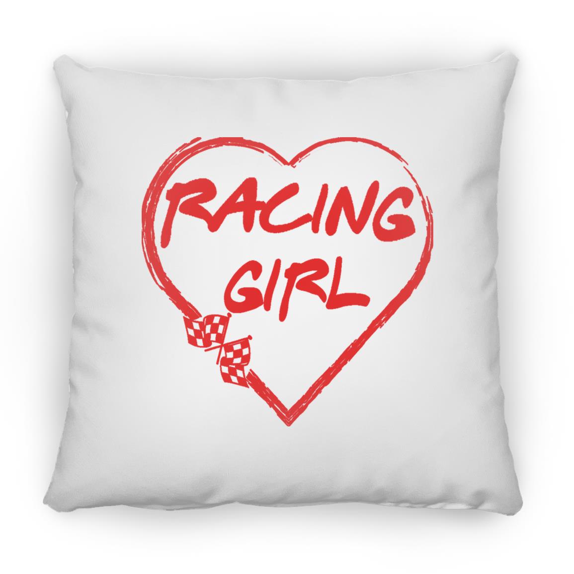 Racing Girl Heart Small Square Pillow