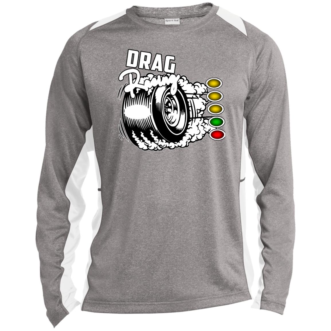 Drag Racing Long Sleeve Heather Colorblock Performance Tee