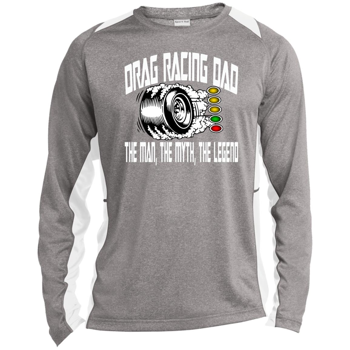 Drag Racing Dad Long Sleeve Heather Colorblock Performance Tee