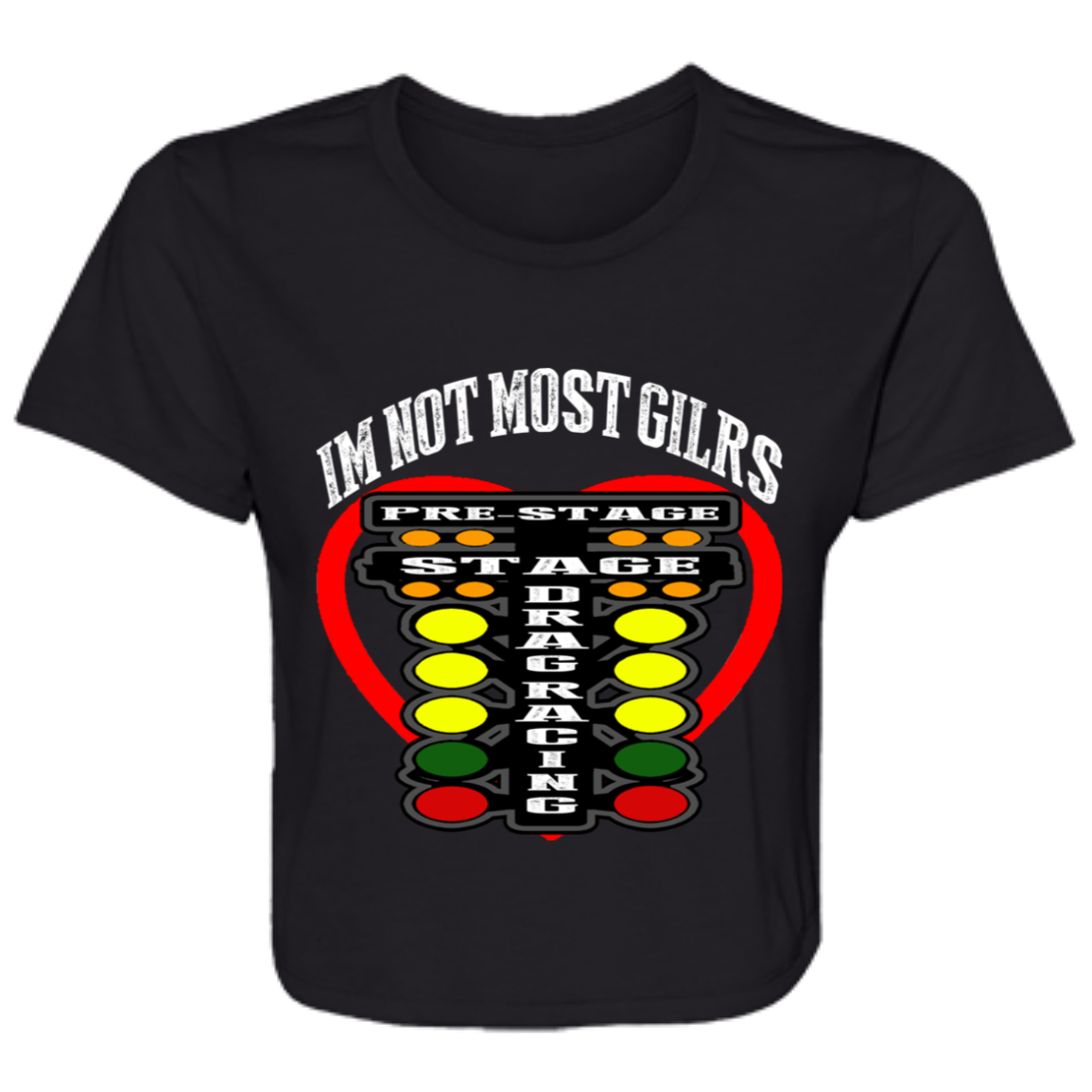 I'm Not Most Girls Drag Racing Ladies' Flowy Cropped Tee