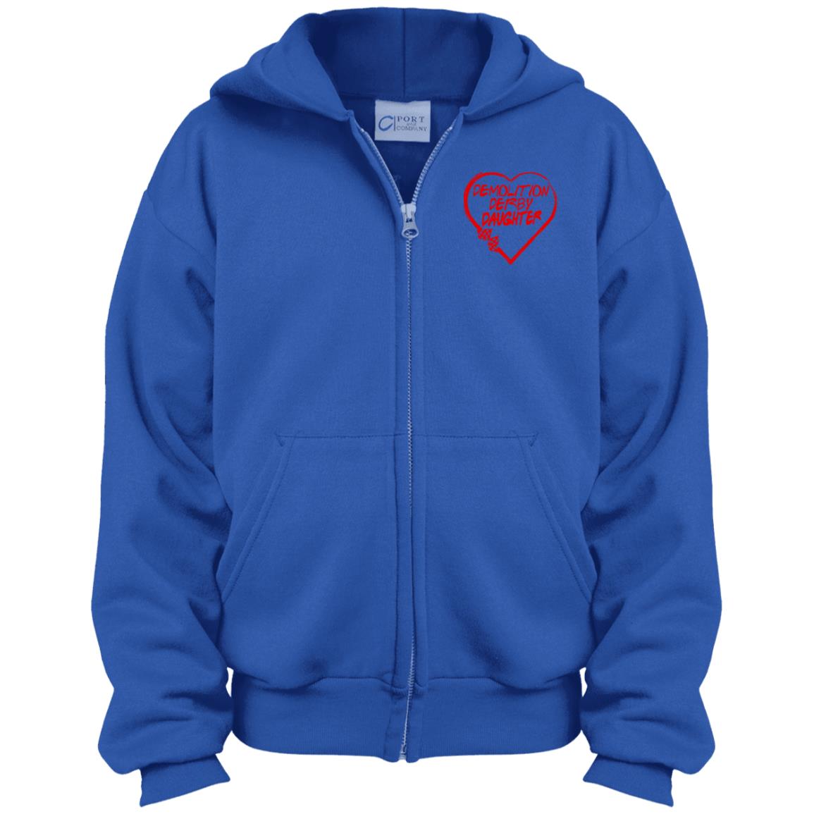 Demolition Derby Daughter Heart Youth Full Zip Hoodie