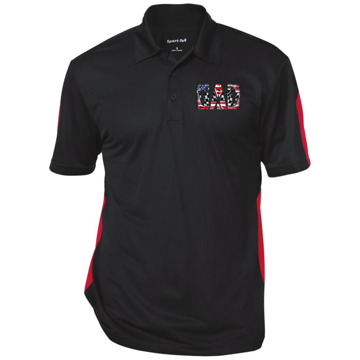 USA Racing Dad Performance Textured Three-Button Polo