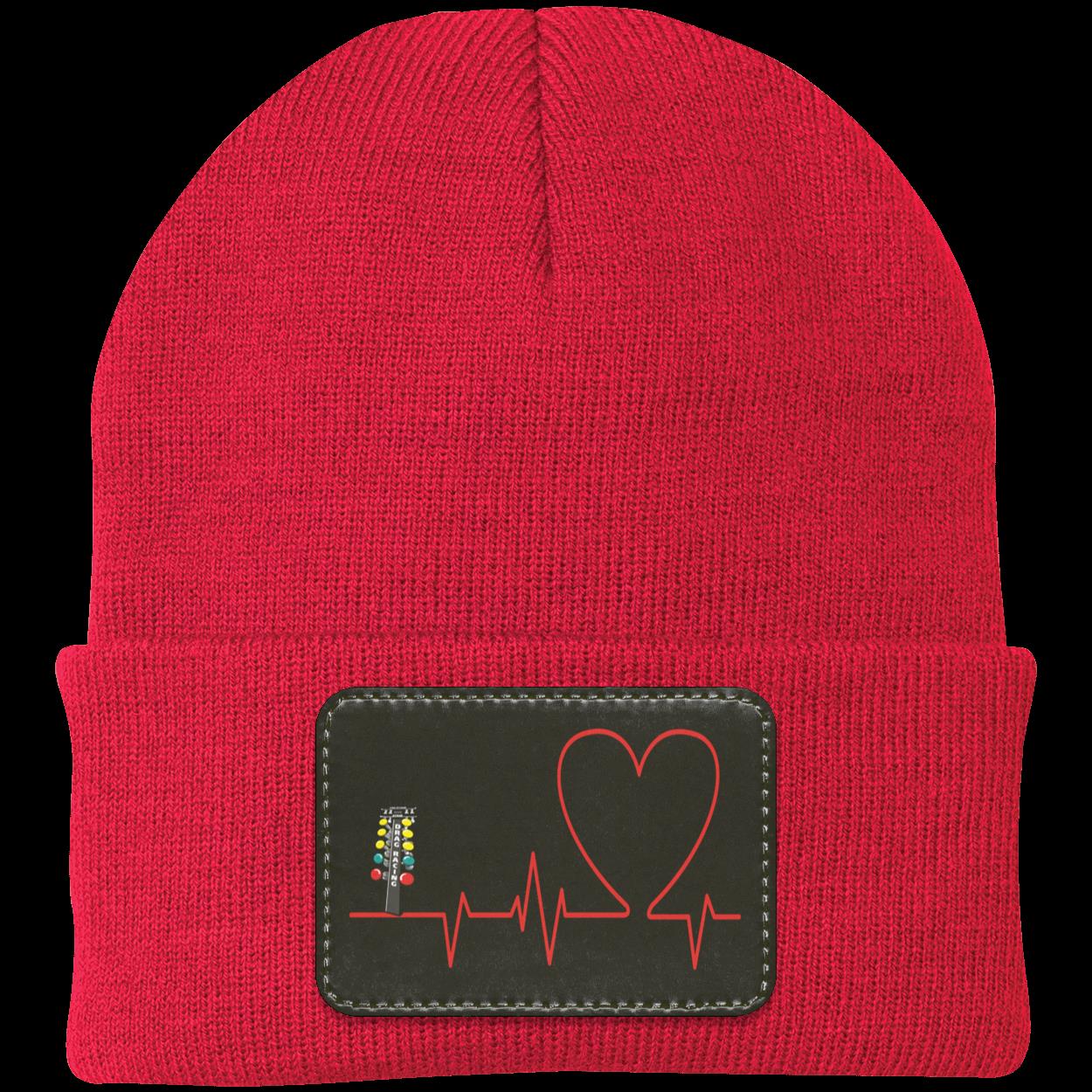 Drag Racing Heartbeat Patched Knit Cap