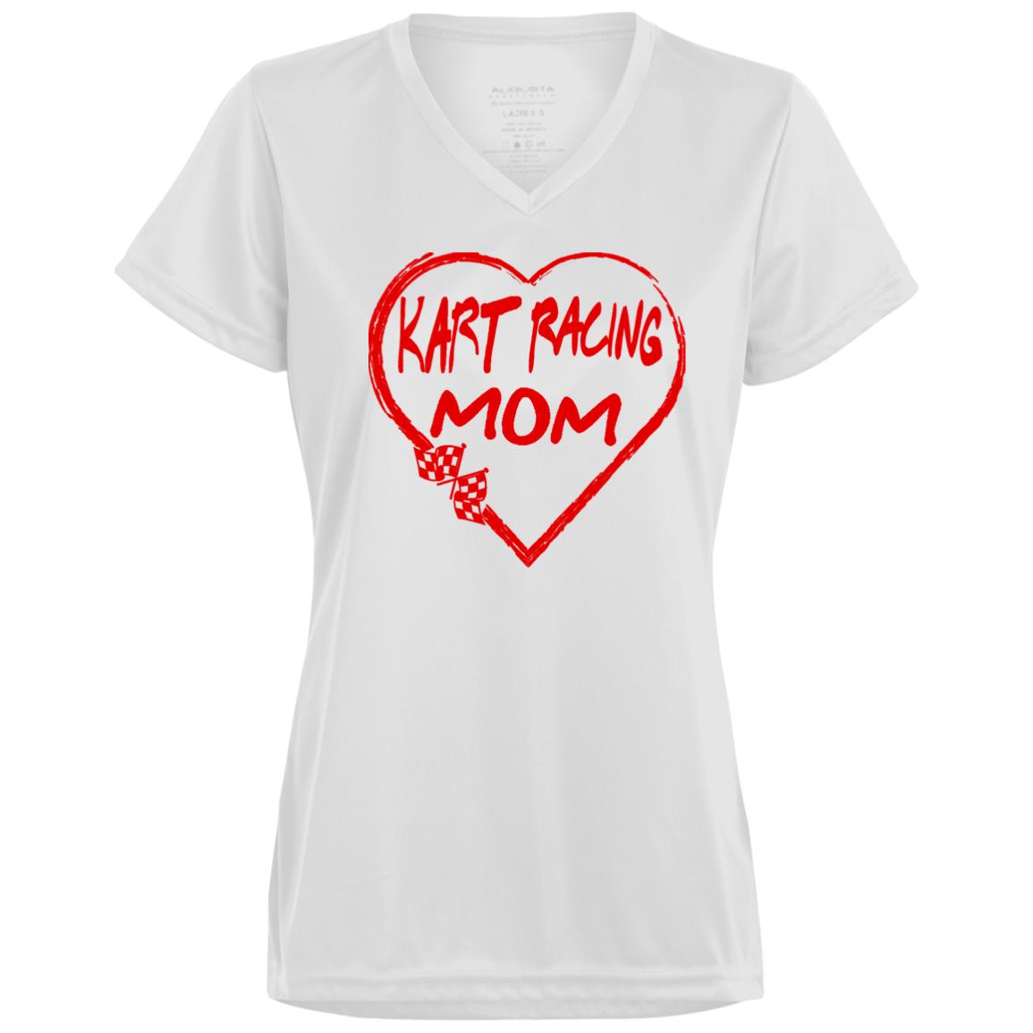 Kart Racing Mom Heart Ladies’ Moisture-Wicking V-Neck Tee