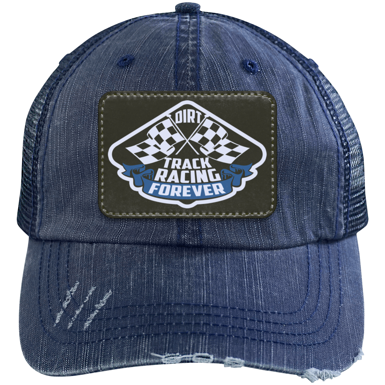 Dir Track Racing Forever Distressed Unstructured Trucker Cap V4