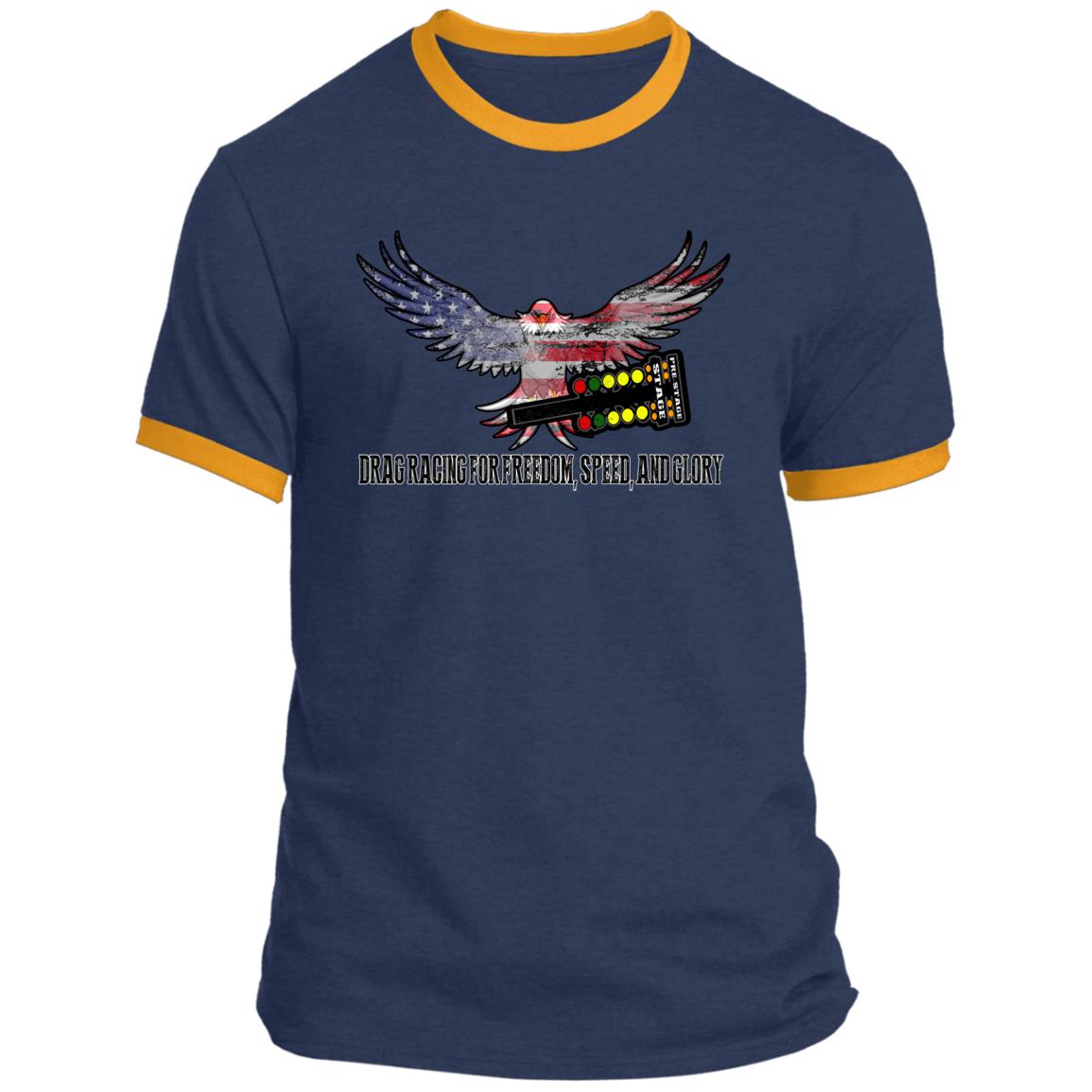 Drag Racing for Freedom, Speed, and Glory Ringer Tee