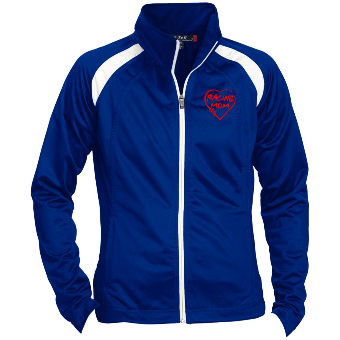 Racing Mom Heart Ladies' Raglan Sleeve Warmup Jacket