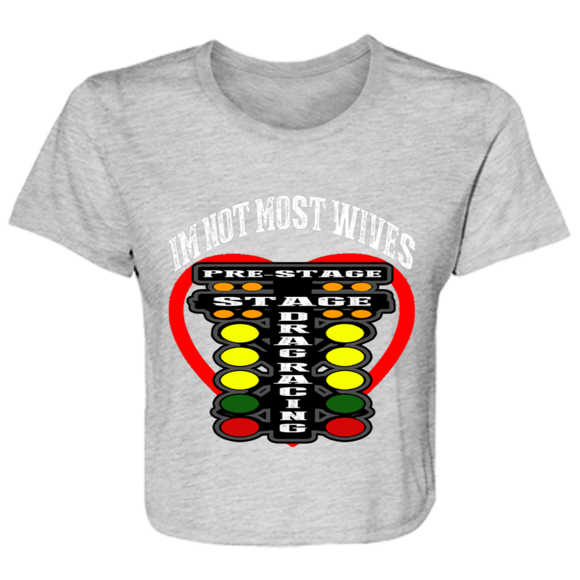 I'm Not Most Wives Drag Racing Ladies' Flowy Cropped Tee