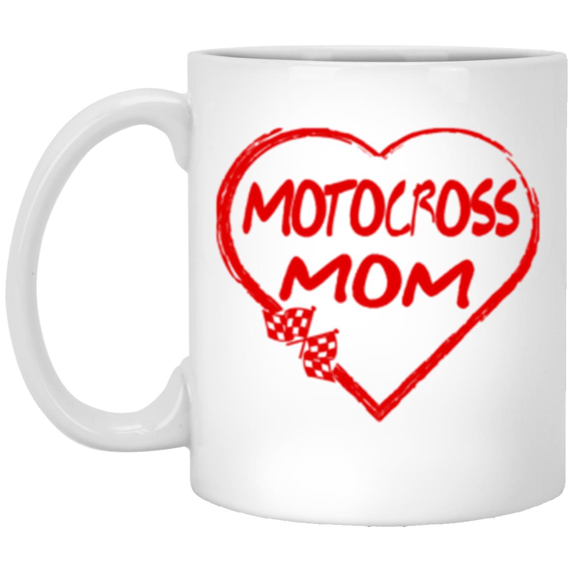 Motocross Mom Heart 11 oz. White Mug