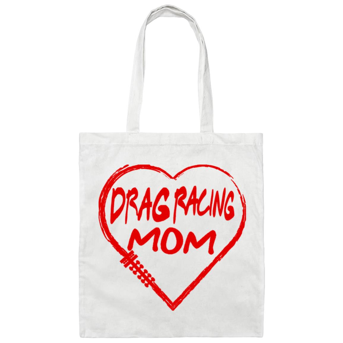 Drag Racing Mom Heart Canvas Tote Bag