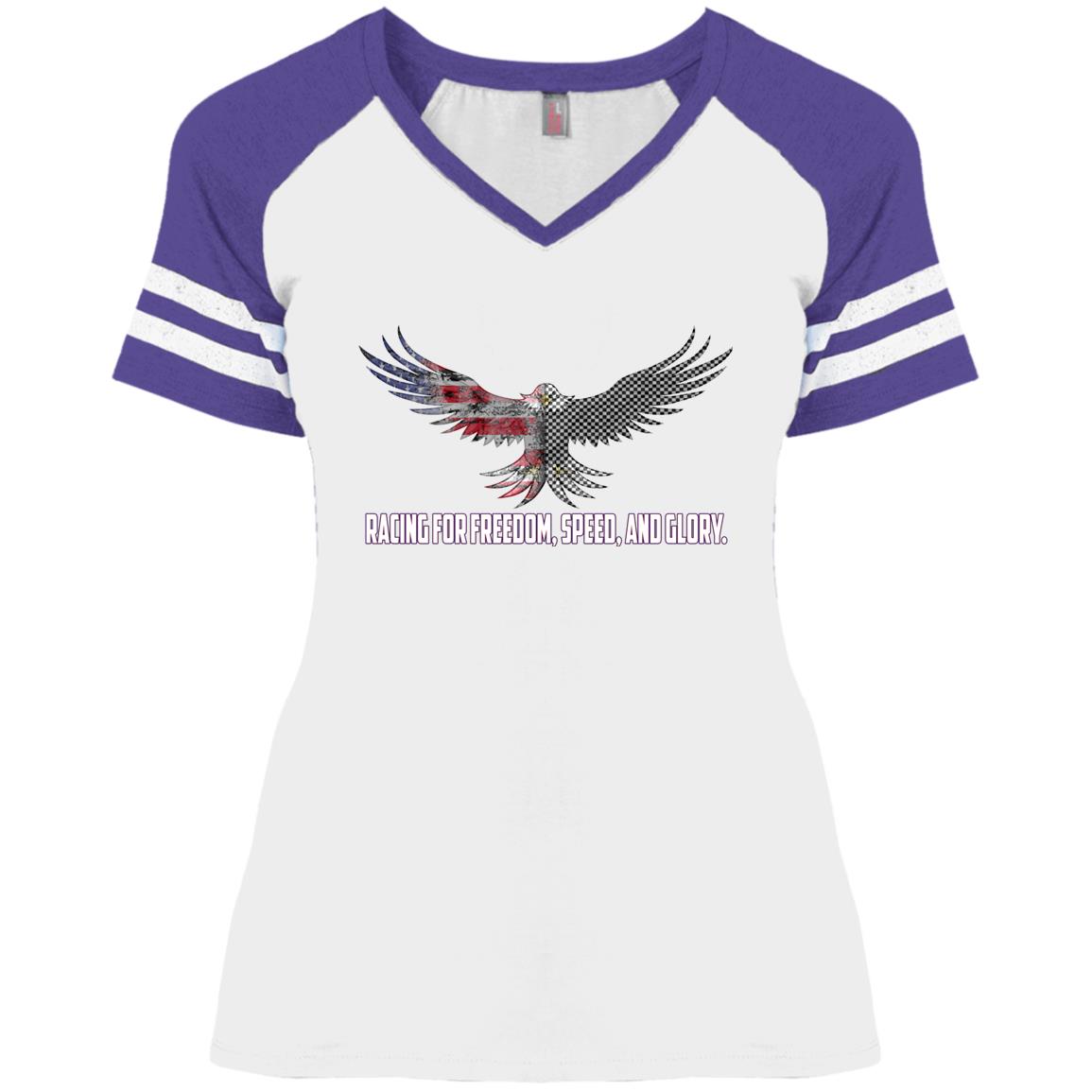 Racing For Freedom, Speed, And Glory Ladies' Game V-Neck T-Shirt