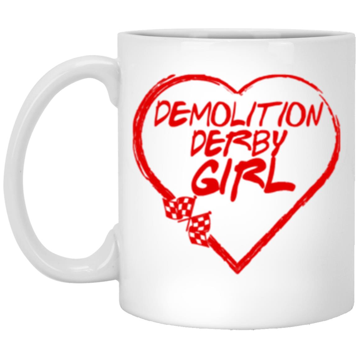 Demolition Derby Girl Heart 11oz White Mug