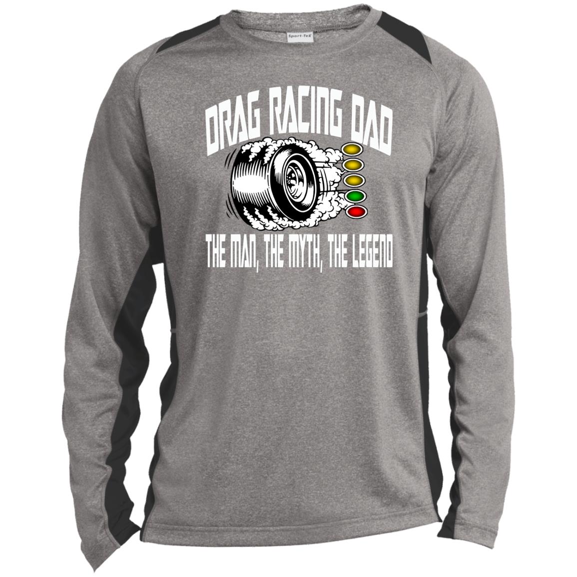 Drag Racing Dad Long Sleeve Heather Colorblock Performance Tee