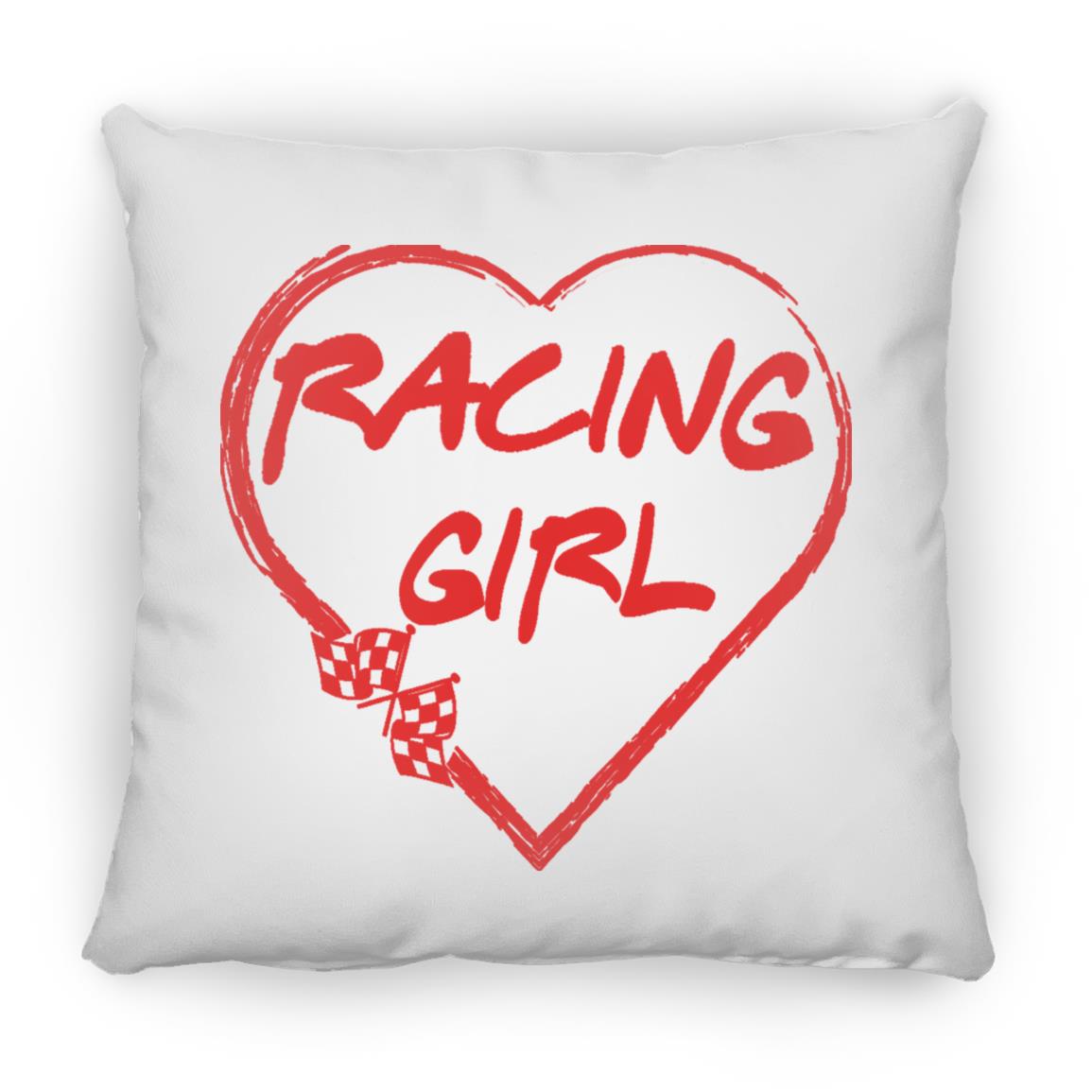 Racing Girl Heart Large Square Pillow