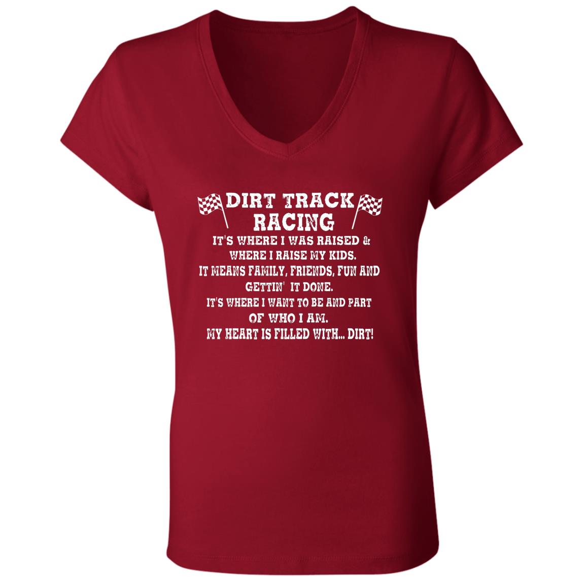 Dirt Track Racing It's Where I Was Raised Ladies' Jersey V-Neck T-Shirt